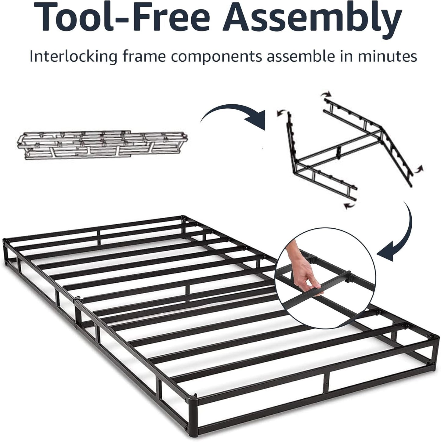 Amazon Basics Smart Bed Frame Foundation, 7-Inch Mattress Foundation, Full Size