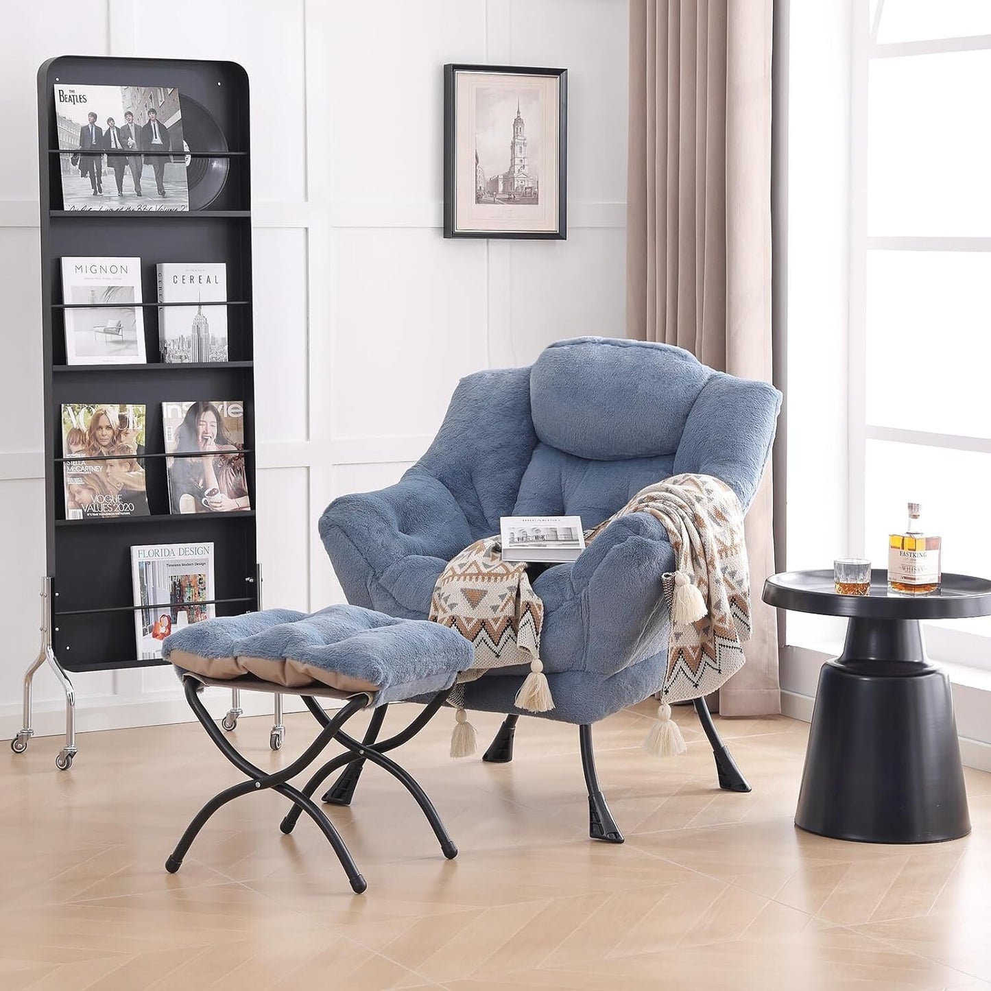 LITA Lazy Chair with Ottoman, Modern Accent Leisure Upholstered Sofa Chair