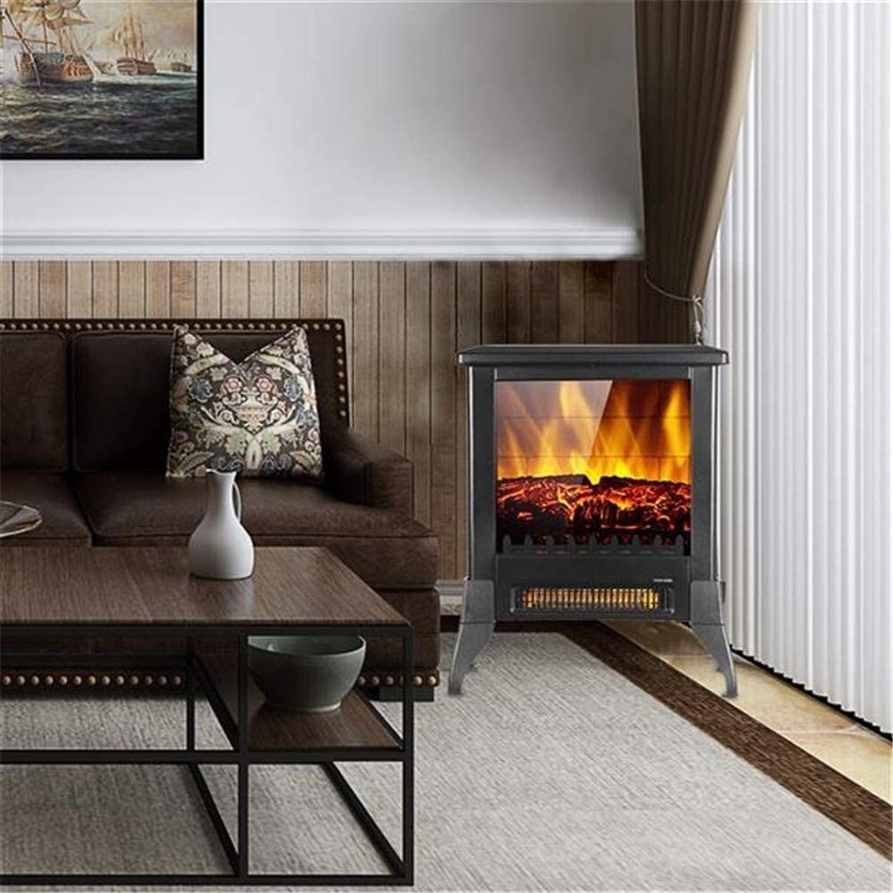 14” Freestanding Electric Fireplace Heater Stove Real
