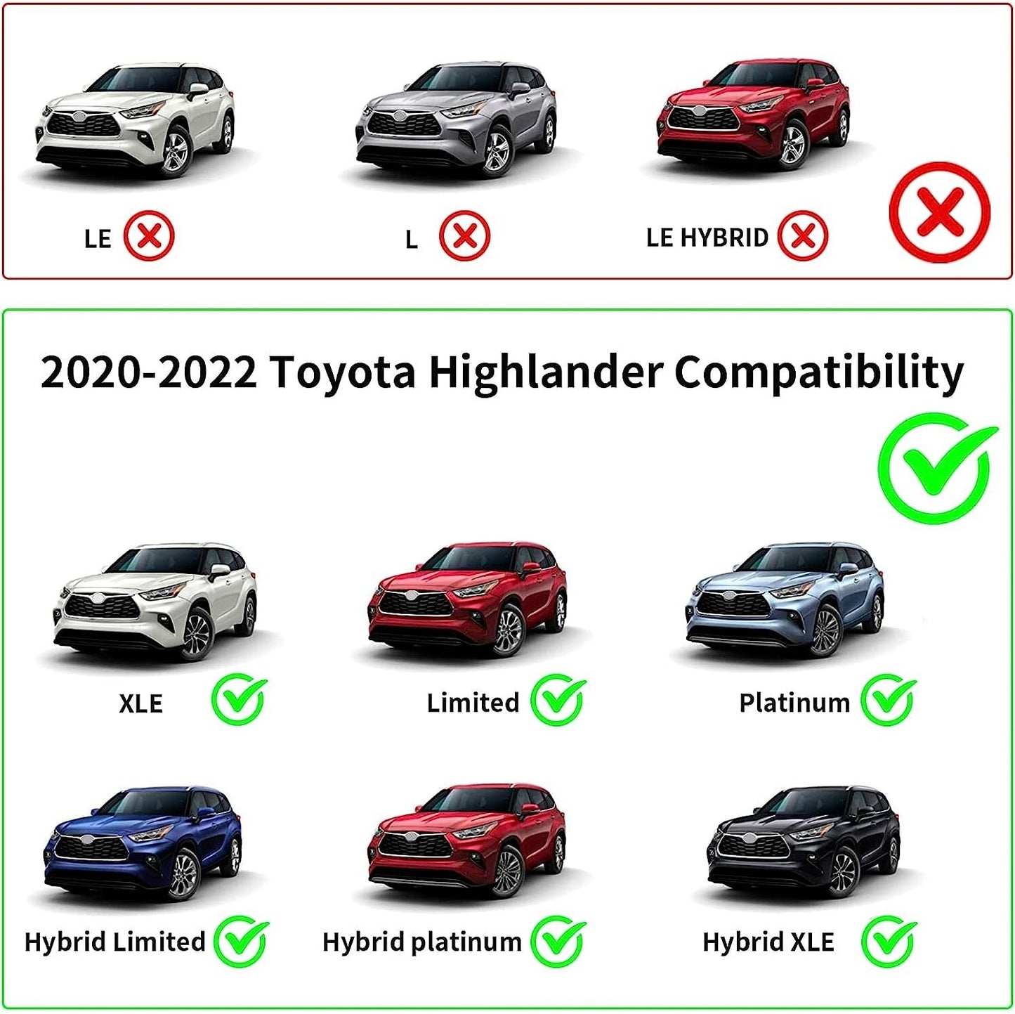 Heavy Duty 260lbs Lockable Cross Bars Roof Racks 20 to 23 Toyota Highlander