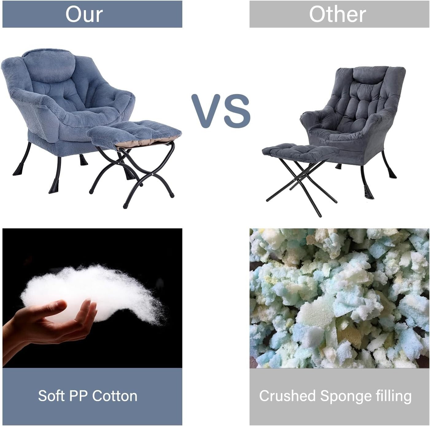 LITA Lazy Chair with Ottoman, Modern Accent Leisure Upholstered Sofa Chair