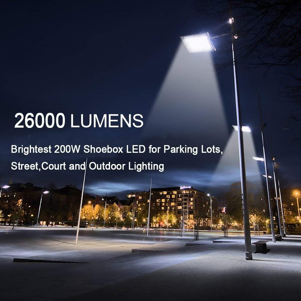 LEDMO 200W LED Parking Lot Lights 5000K Street Shoebox Pole Lights Waterproof