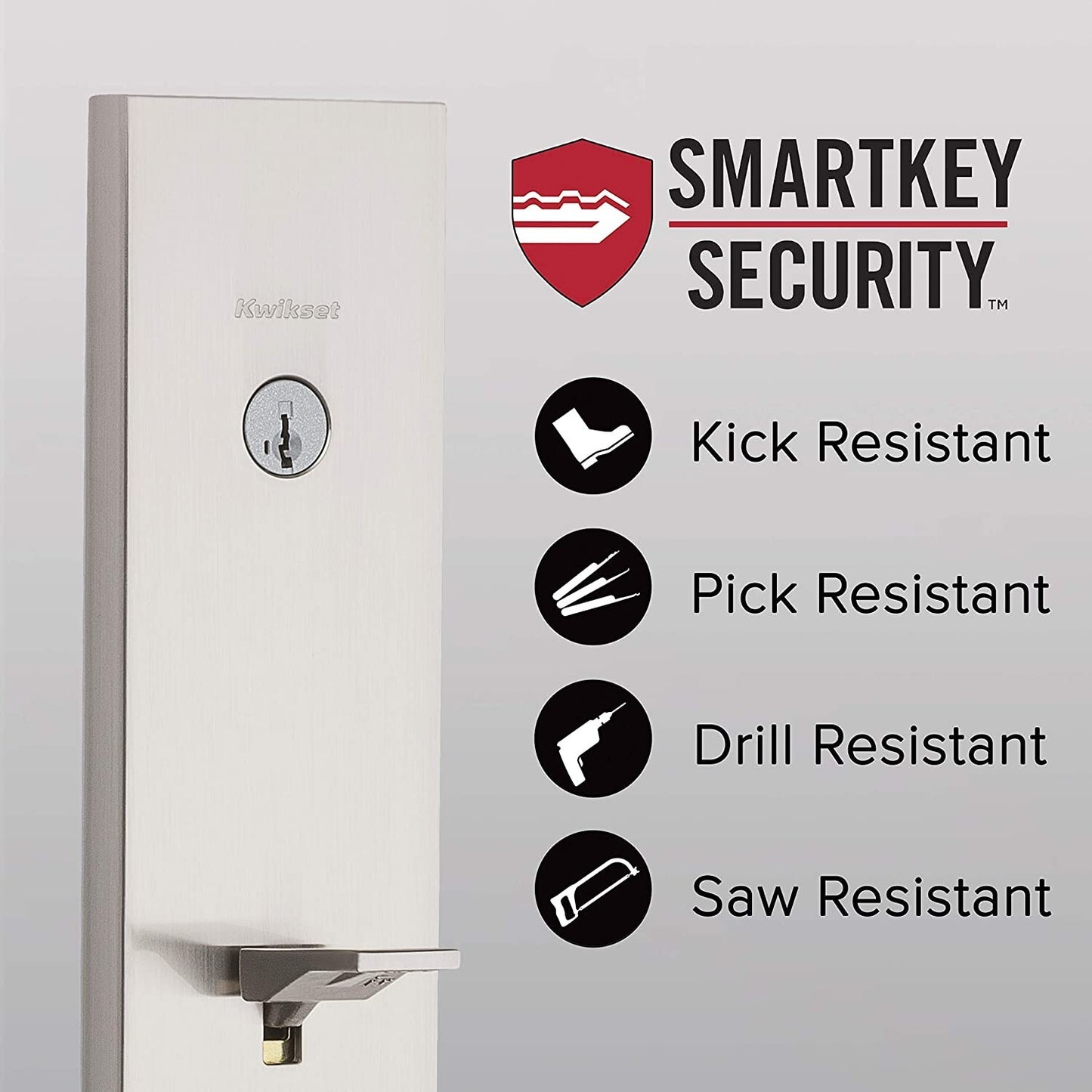 Kwikset Vancouver Low Profile Front Lock Handleset with Microban Satin Nickel