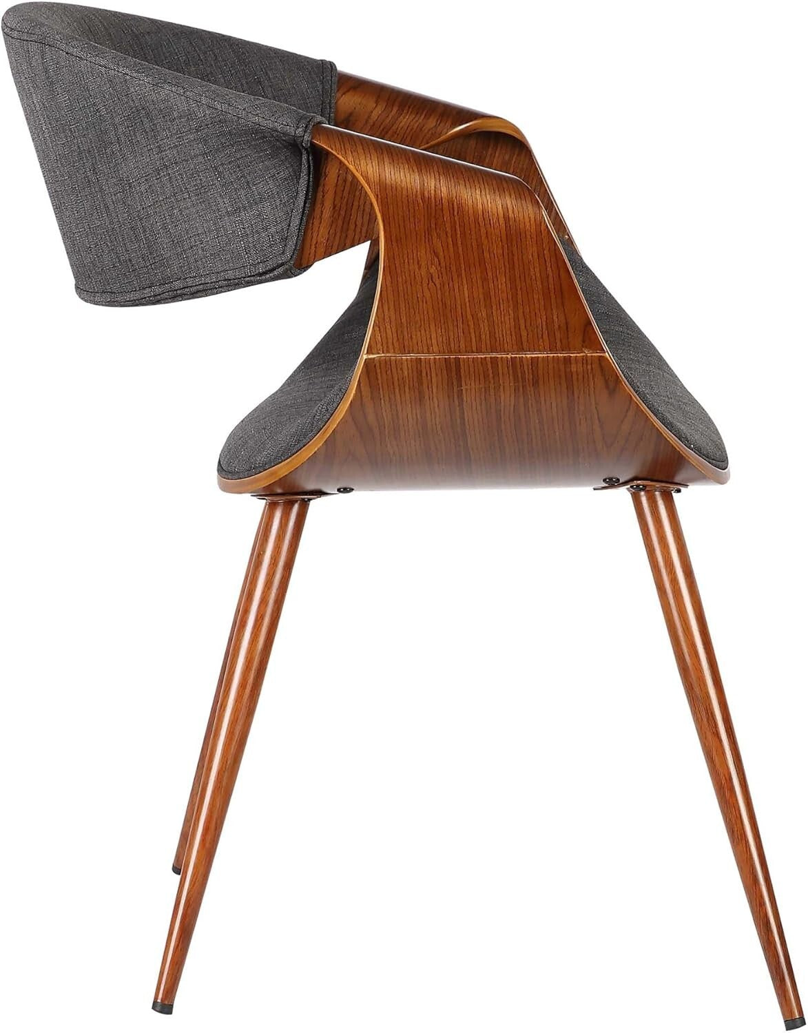 Armen Living Butterfly Dining Chair in Charcoal Fabric and Walnut Wood Finish