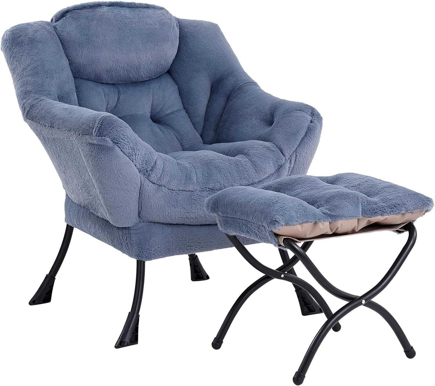LITA Lazy Chair with Ottoman, Modern Accent Leisure Upholstered Sofa Chair