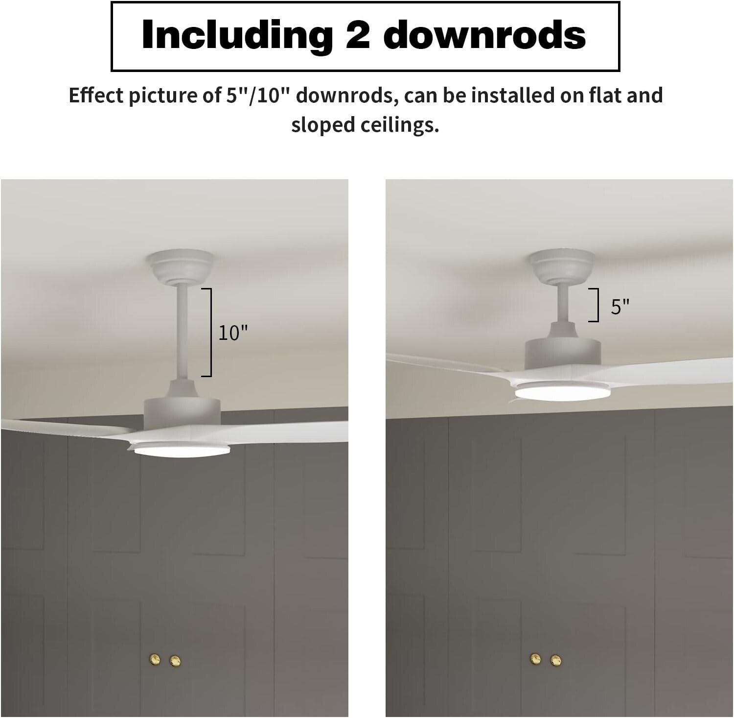 Ceiling Fan 52" Ceiling Fans with Lights Remote Control,White Ceiling Fan 3CCT 2