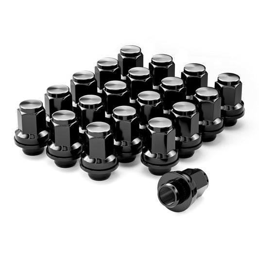 YIZBAP 20PCS 14x1.5" Black Lug Nuts M14x1.5 OEM Factory Mag Washer Style Hex Lug