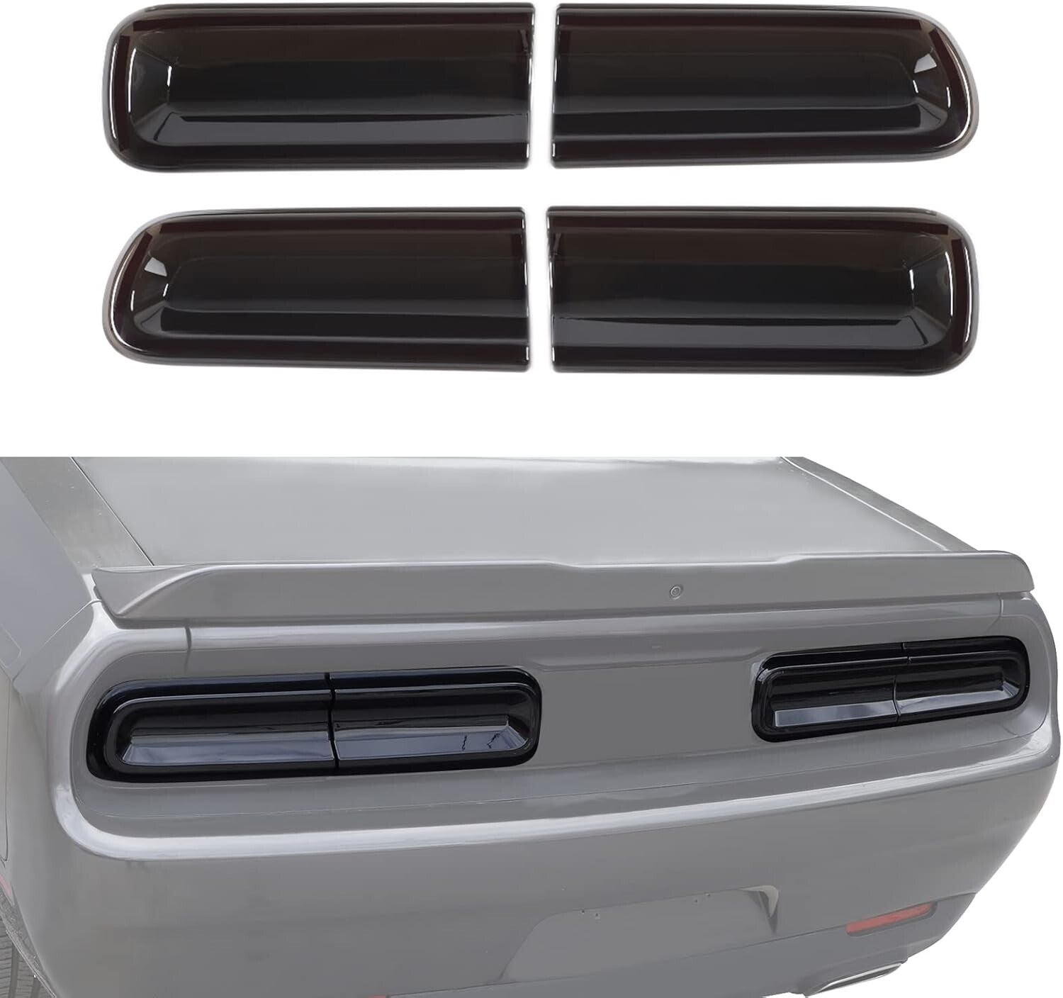 JeCar for Challenger 2015+ Smoked Tail Light Covers Rear Light Guards Exterior