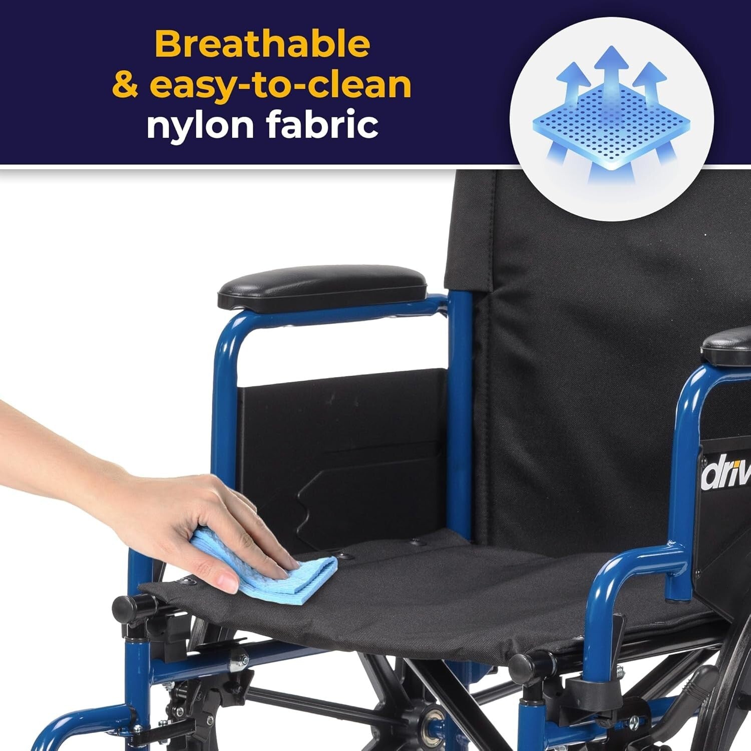 Drive Medical Blue Streak Lightweight Wheelchair 18” with Swing-Away Footrests