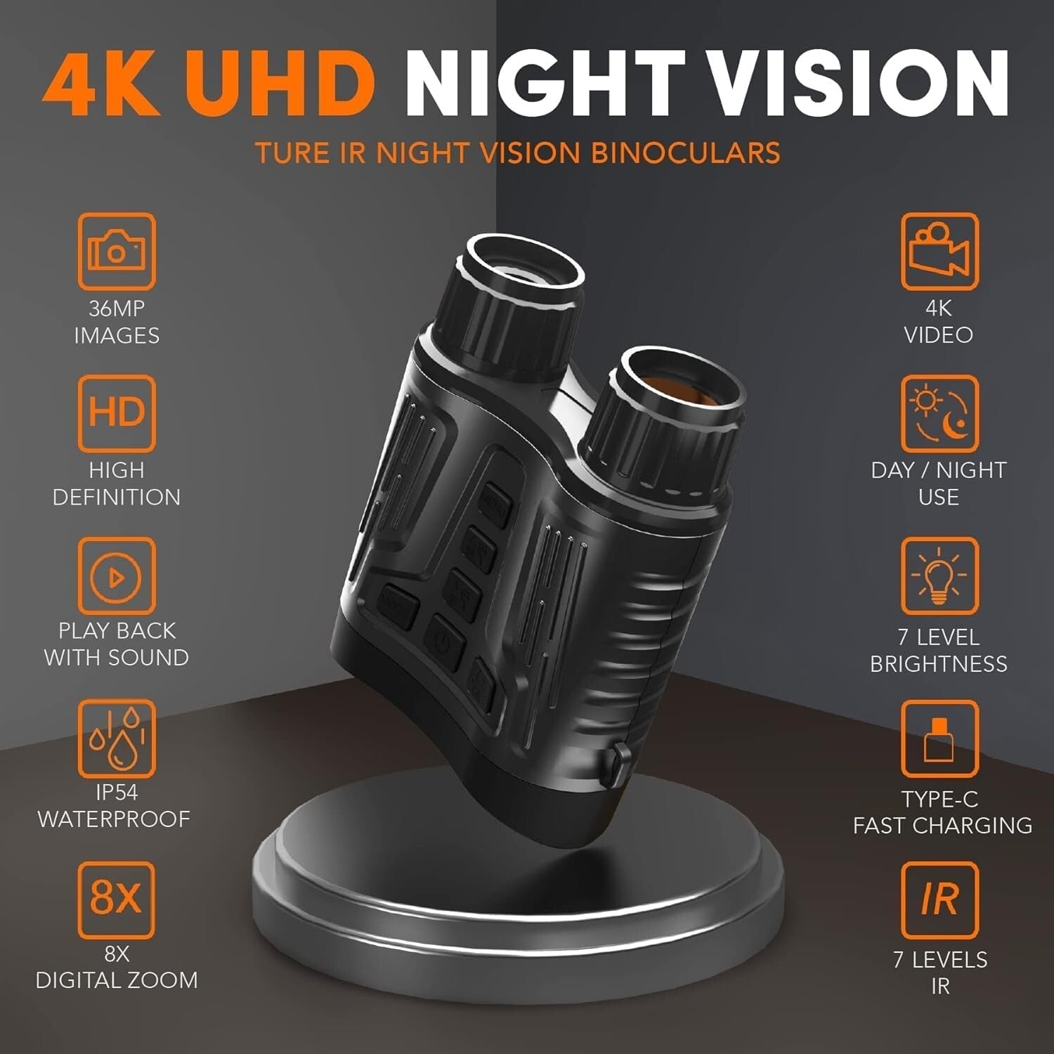 GTHUNDER Night Vision Goggles - 4K UHD/ 4K Infrared Night Vision with 4"/3" HD S