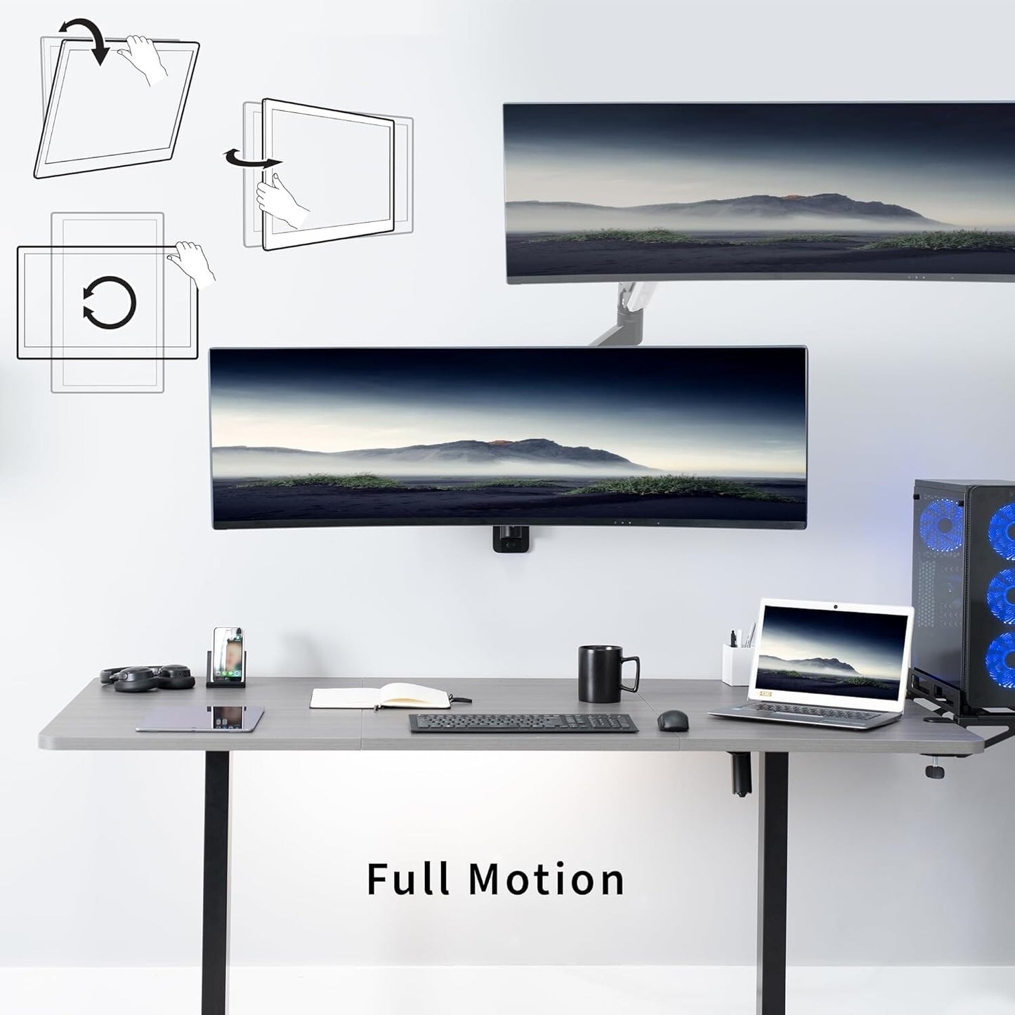 VIVO Premium Aluminum Heavy Duty Monitor Arm for Ultrawide Screens up to 49 inch