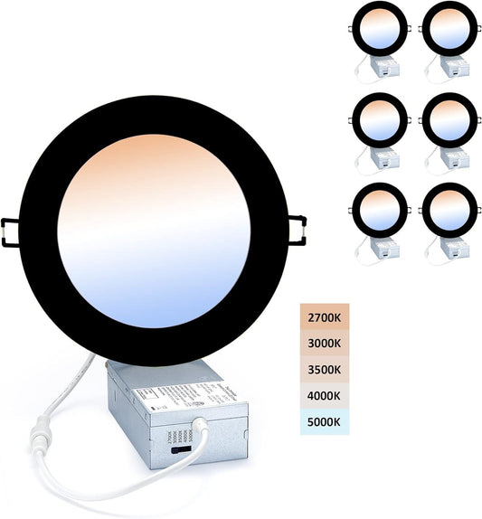 POPANU LED-Canless Downlight Recessed Lighting 6-inch Ultra-Thin 5 CCT 6 Pack
