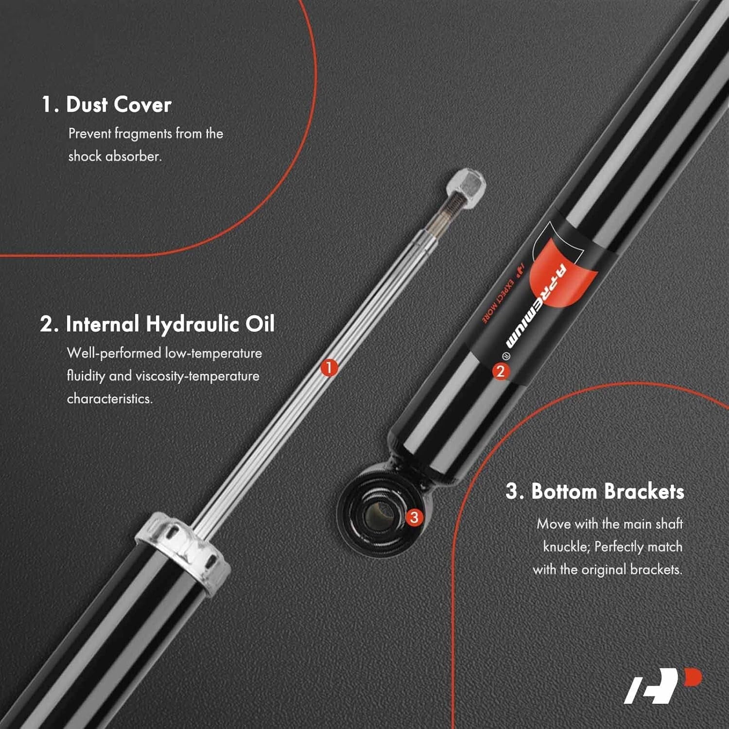 A-Premium Rear Pair (2) Strut Shock Absorber Compatible with Chevrolet Malibu 20