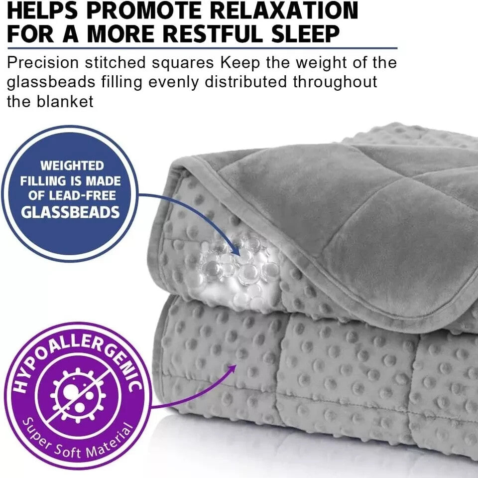 Huloo Sleep Weighted Blanket Twin 15lbs for Adult(48"×78",Gray) Breathable Soft