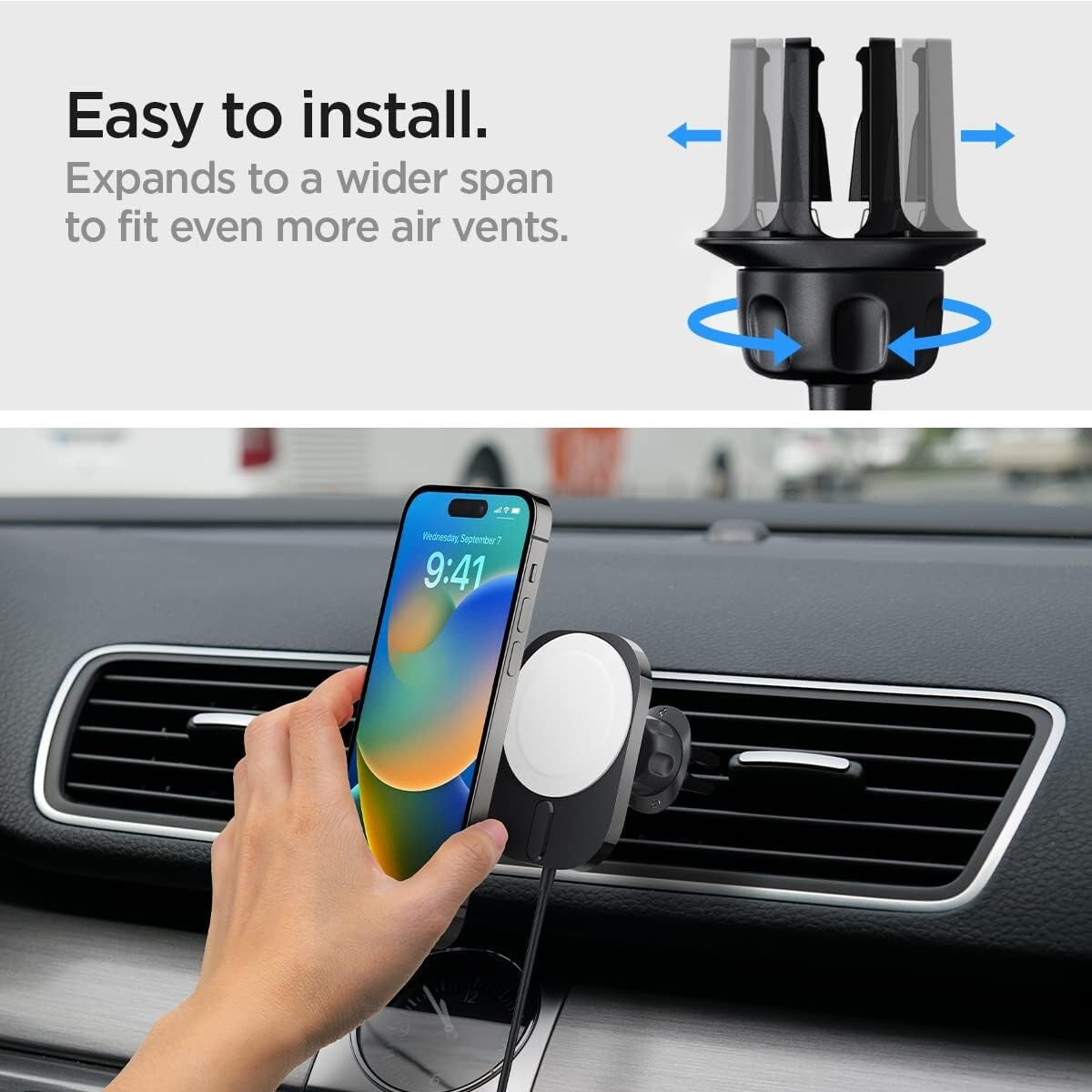 Spigen OneTap Pro 3 - 15W Apple Certified MagSafe Car Mount Charger
