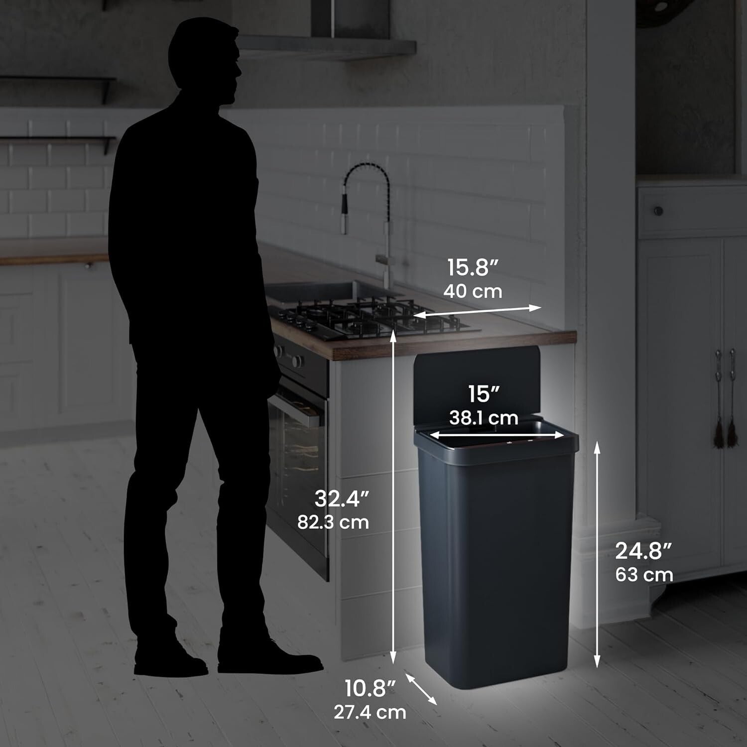 iTouchless Prime 13.2 Gallon Sensor Trash Can, Durable Dent-Proof Construction