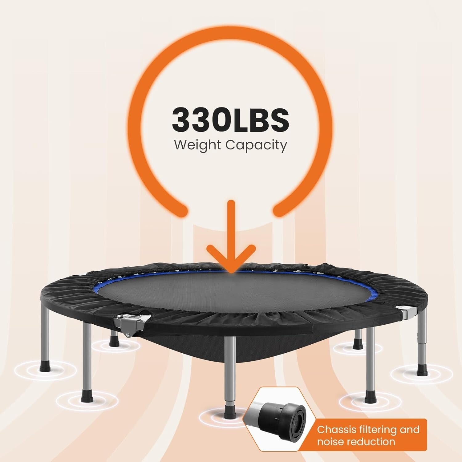 Sweetcrispy 40” Foldable Mini Trampoline for Adults, Exercise Trampoline