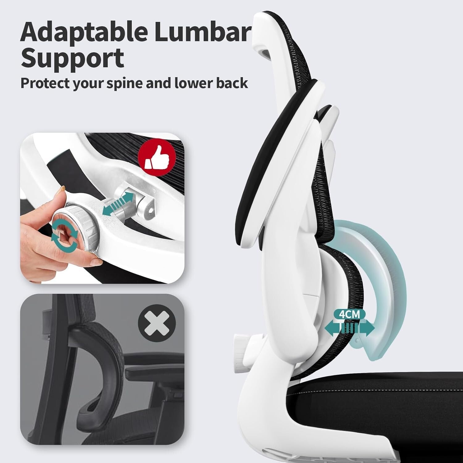 Office Chair Ergonomic Desk Chair with Adjustable Lumbar Support, Mesh Computer