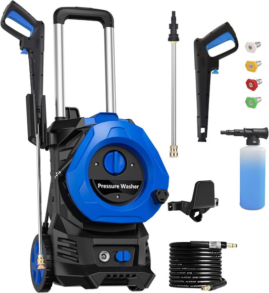 Electric Pressure Washer 1420 PSI Max, 1.56 GPM with 25 FT Hose, 16.4 FT Power C