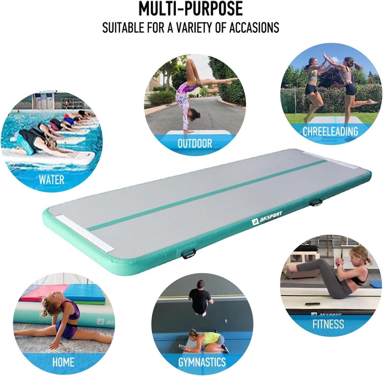 9.84’x3.3’x4”  AKSPORT Gymnastics Air Mat Tumble Track Tumbling Mat Inflatable