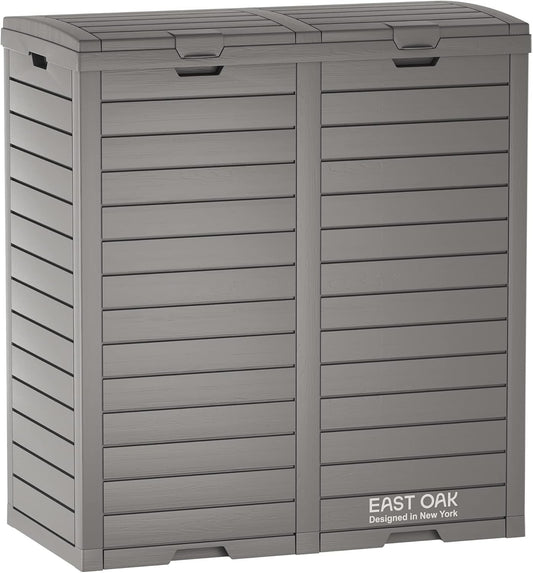 EAST OAK 62 Gallon Outdoor Trash Can, Waterproof Resin Garbage Can with Stepped