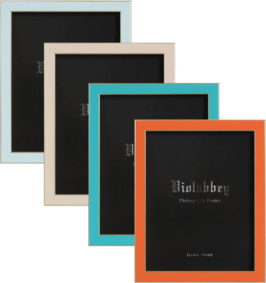 VIOLABBEY 11x14 Picture Frame Set of 4, Colorful Photo Frame of Modern Style, Hi