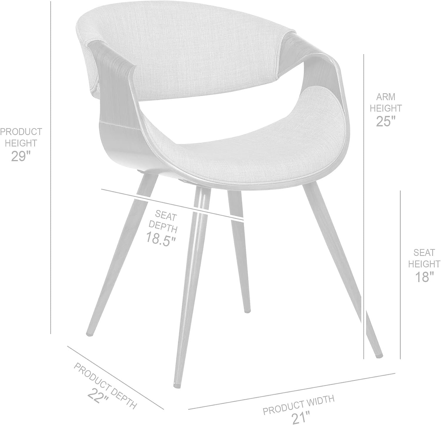Armen Living Butterfly Dining Chair in Charcoal Fabric and Walnut Wood Finish