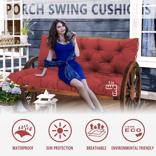 3 Seater Porch Swing Replacement Cushion Outdoor Waterproof Swing Cushions Thick