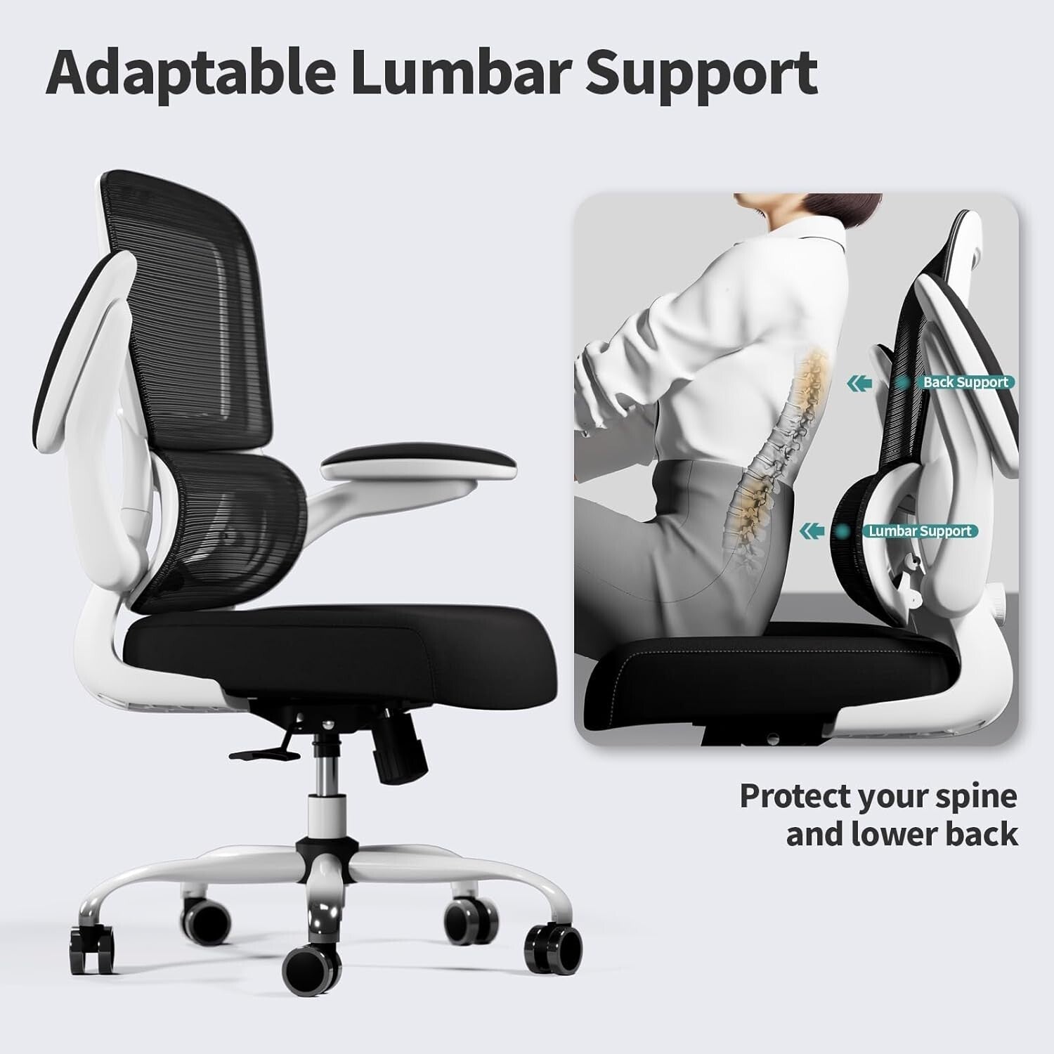 Office Chair Ergonomic Desk Chair with Adjustable Lumbar Support, Mesh Computer