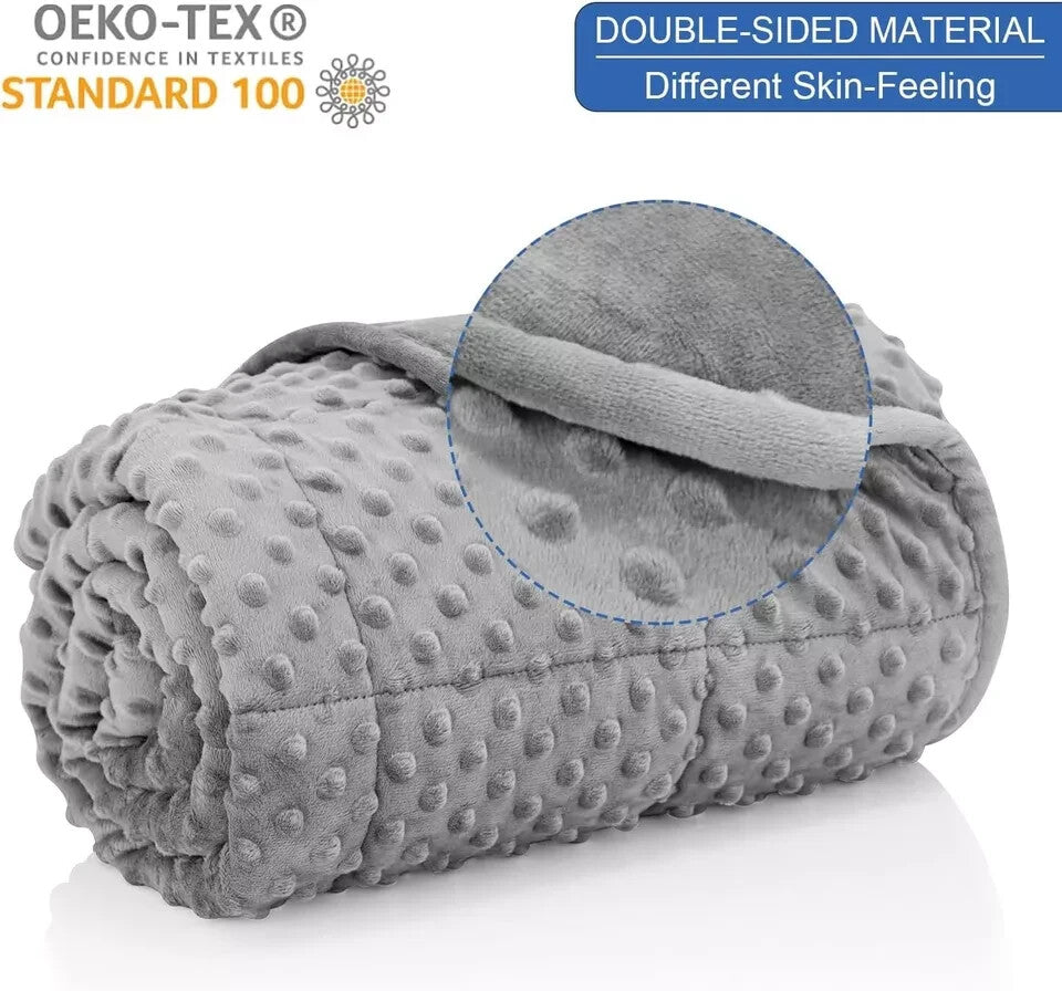 Huloo Sleep Weighted Blanket Twin 15lbs for Adult(48"×78",Gray) Breathable Soft
