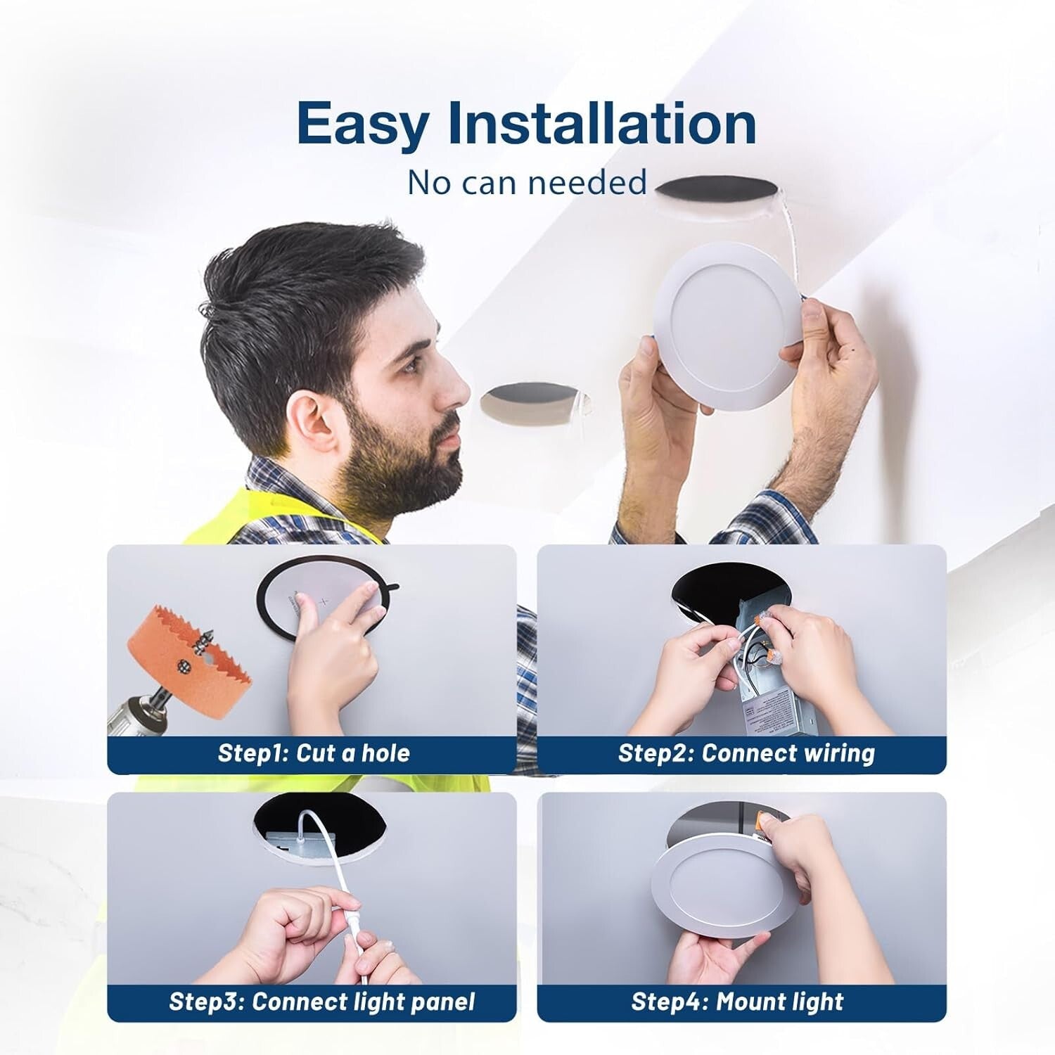 Amico 6 Pack 6 Inch 5CCT Ultra-Thin LED Recessed Ceiling Light with Junction Box