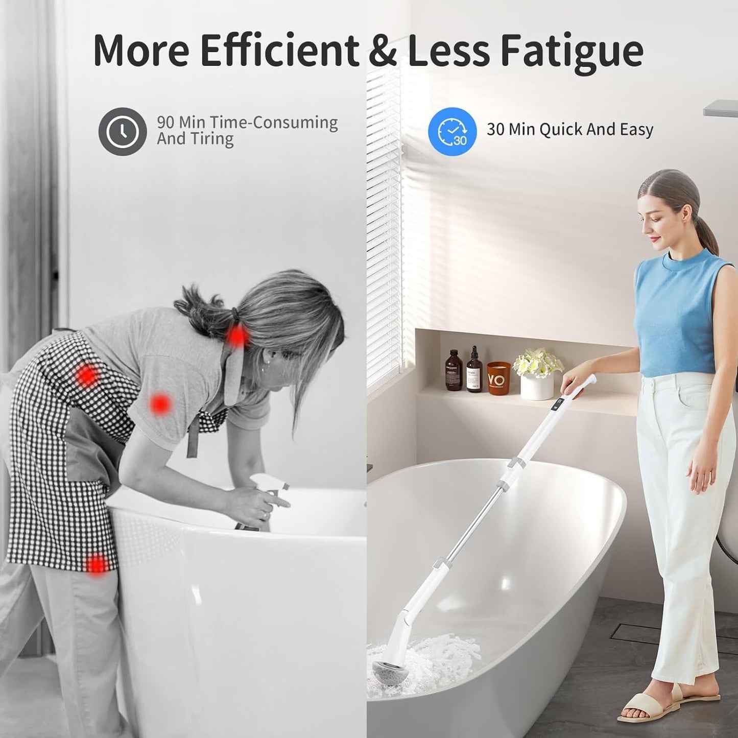 Electric Spin Scrubber, Electric Shower Scrubber with Long Handle Adjustable