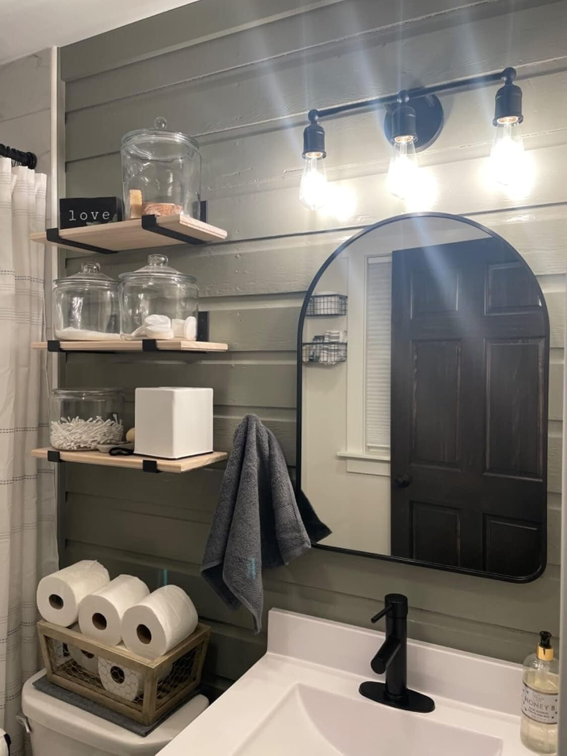 30x40 inch Black Large Arched Mirror for Bathroom Vanity Mirror or Wall Decor