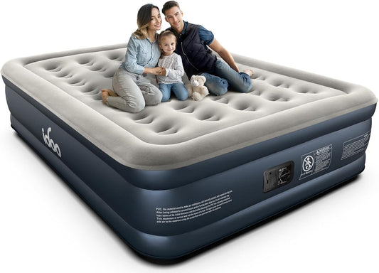 iDOO Air Mattress with Built-in Pump for Guests and Home Use, 18 Inch Height