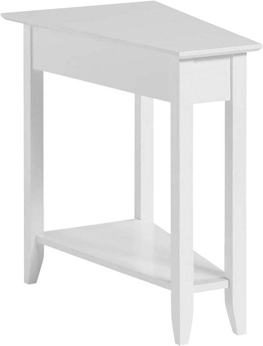 Leick Home Laurent Wedge Table with Shelf, White, 24 in x 17 in x 24 in