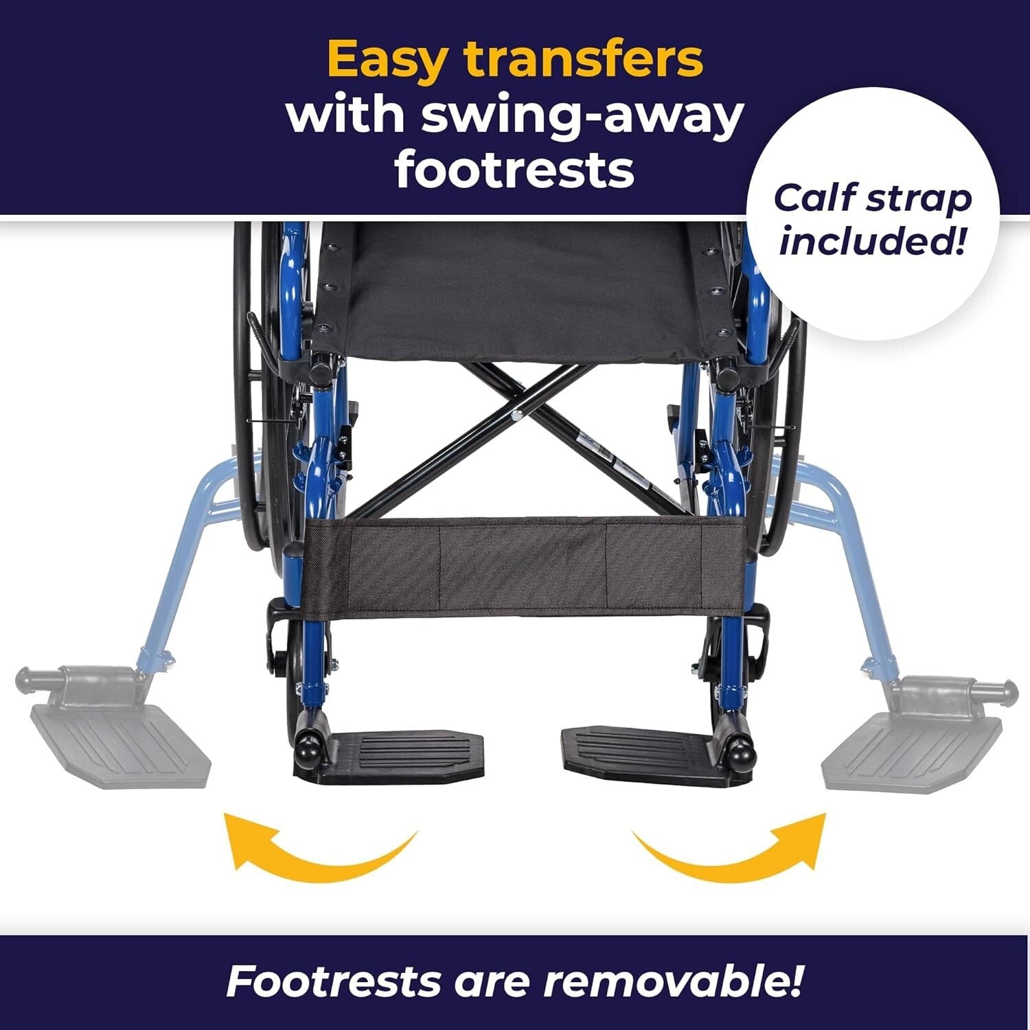 Drive Medical Blue Streak Lightweight Wheelchair 18” with Swing-Away Footrests