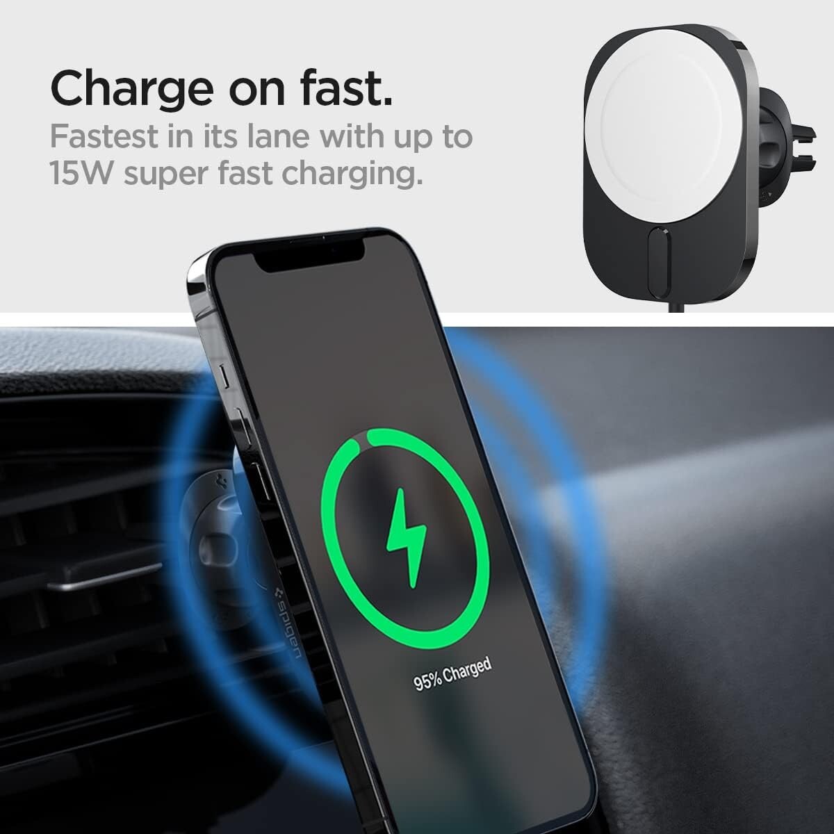 Spigen OneTap Pro 3 - 15W Apple Certified MagSafe Car Mount Charger