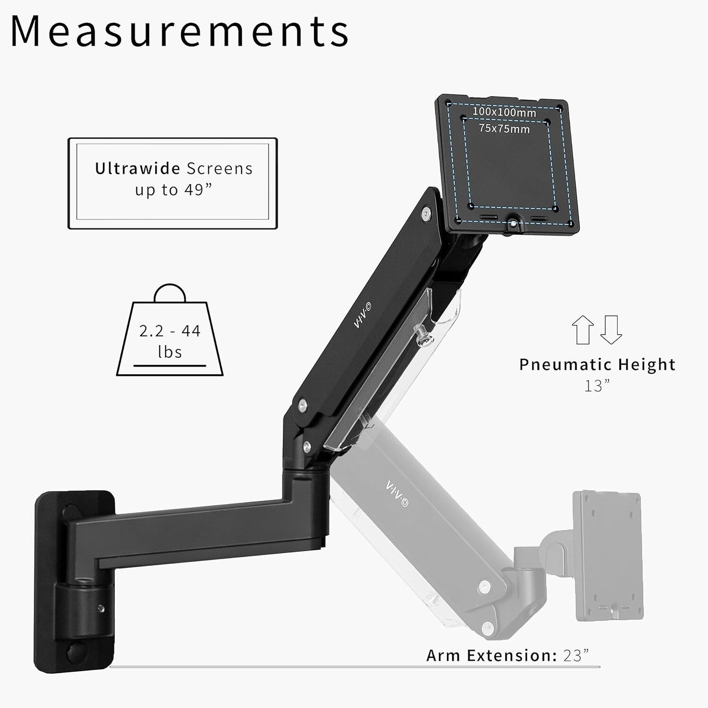 VIVO Premium Aluminum Heavy Duty Monitor Arm for Ultrawide Screens up to 49 inch