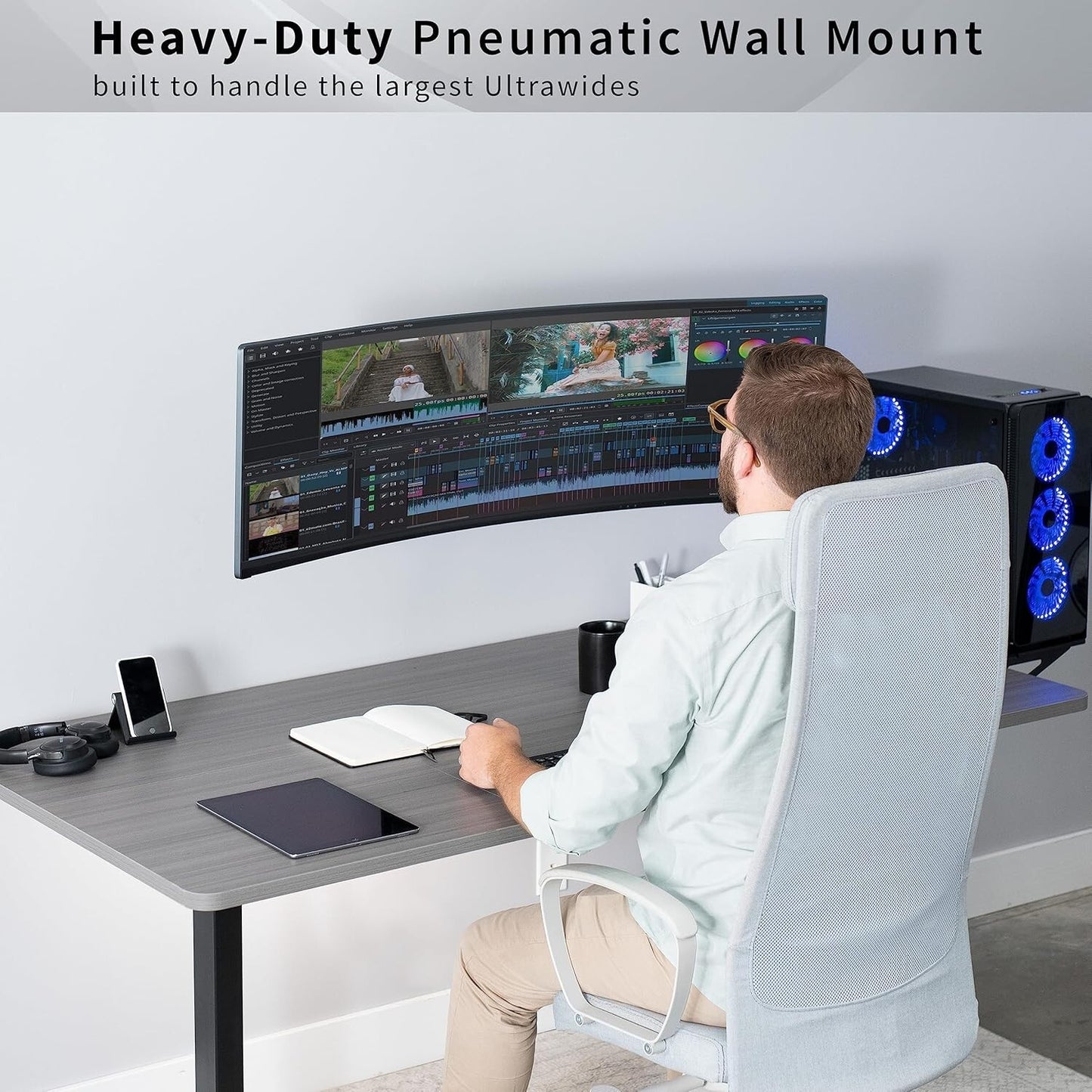 VIVO Premium Aluminum Heavy Duty Monitor Arm for Ultrawide Screens up to 49 inch