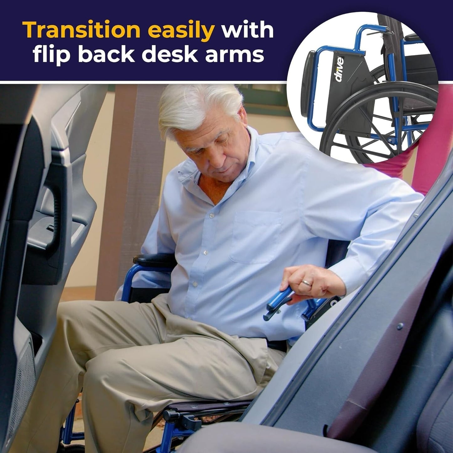 Drive Medical Blue Streak Lightweight Wheelchair 18” with Swing-Away Footrests