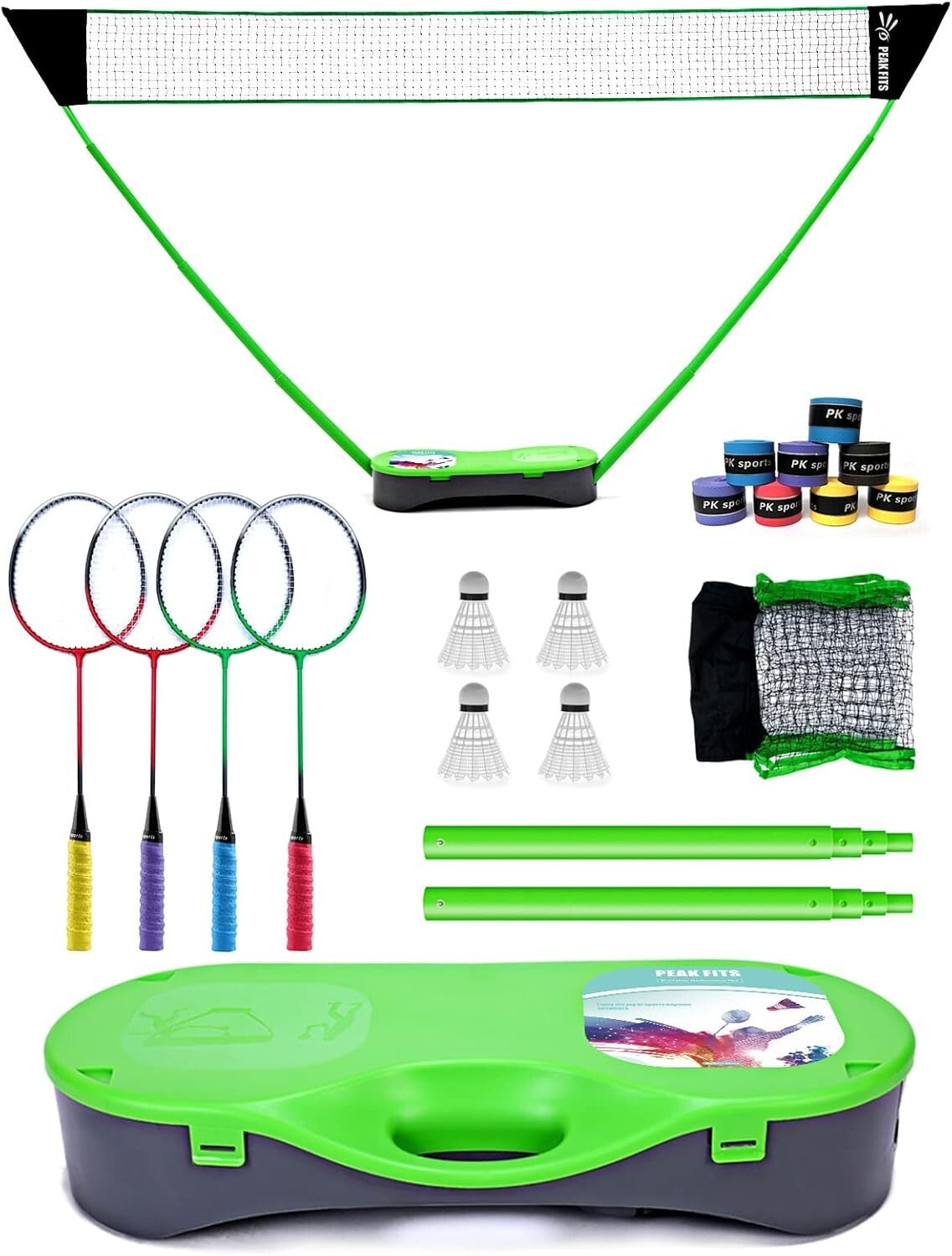Portable Badminton Net Set,Folding Volleyball Badminton Net,4 Professional Graph