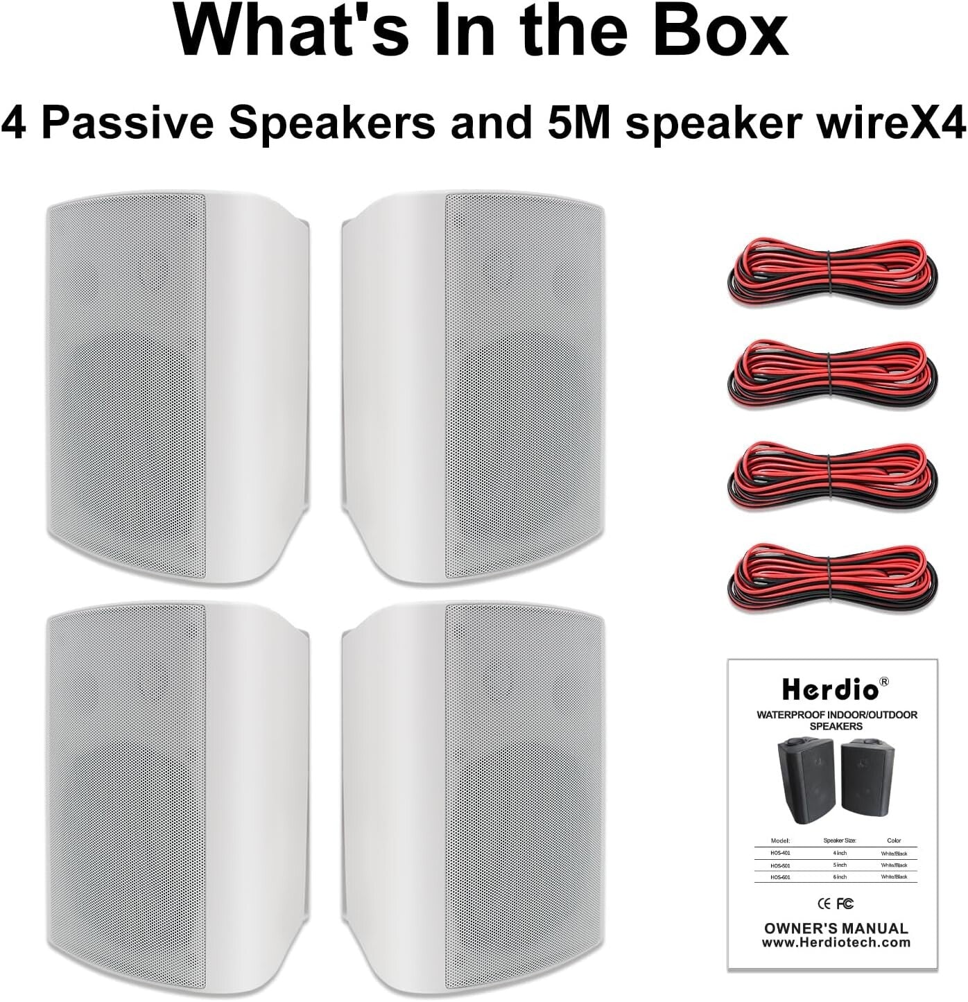 STUDIOFINIX 5.25 Inch 600W Outdoor Speakers Waterproof Wired, Passive Wall Mount