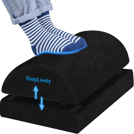 Footrest for under desk at work, comfortable stool with 2 adjustable heights