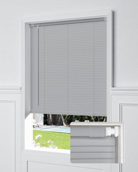 No Tools No Drill Cordless Mini Blinds, 100% Privacy L-Shaped Blades 1" 45x48”