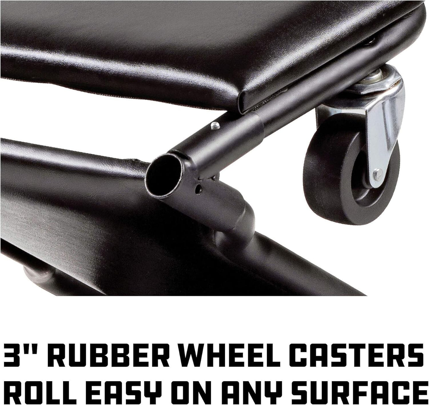 Powerbuilt 42" Tri-Fold Creeper, Rolling Seat and Brake Stool, All-in-One Adjust