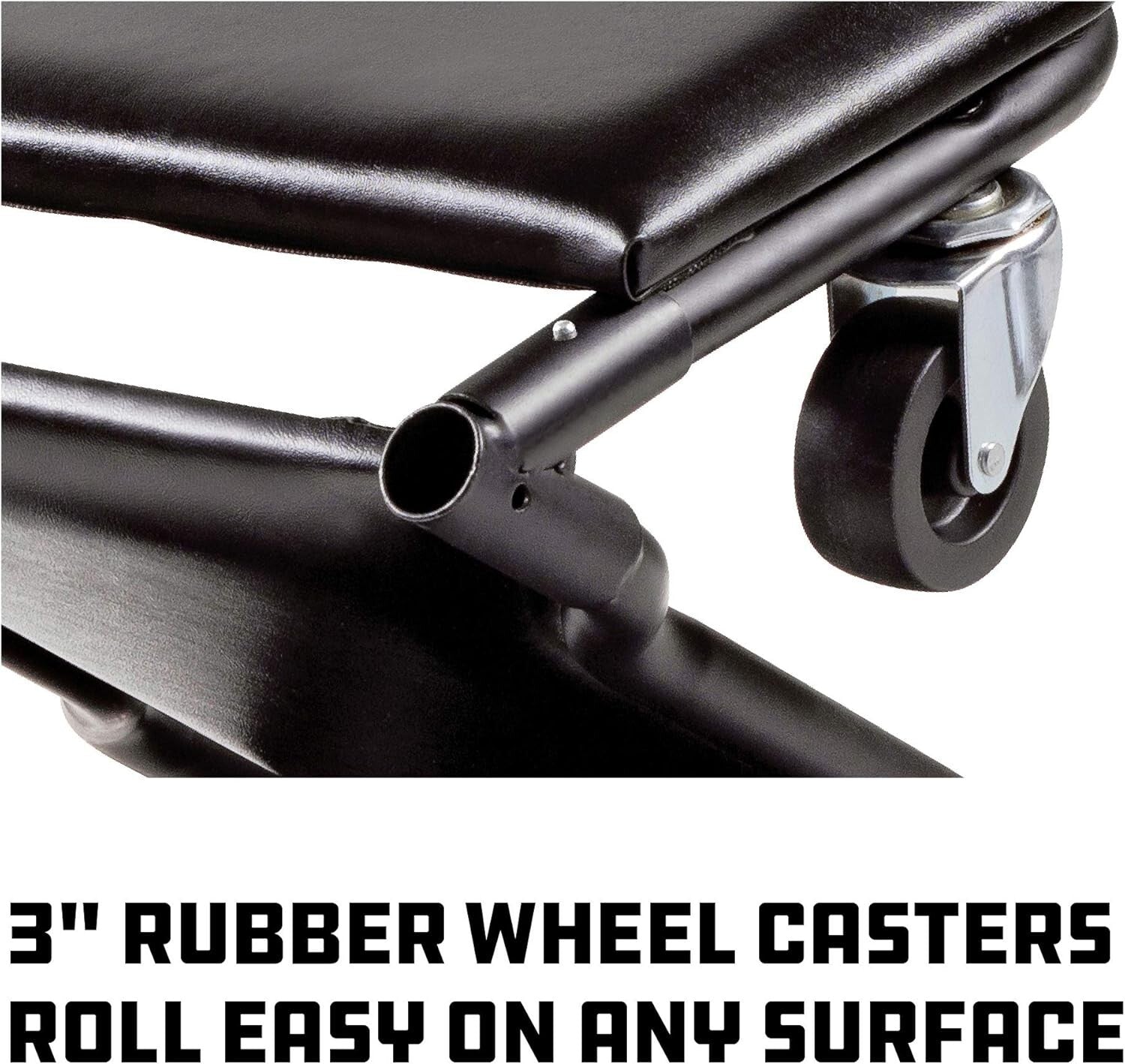 Powerbuilt 42" Tri-Fold Creeper, Rolling Seat and Brake Stool, All-in-One Adjust