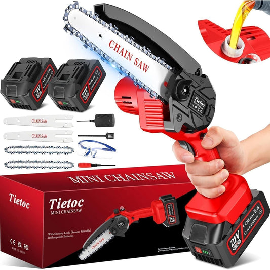 Tietoc 6 Inch Mini Cordless Chainsaw [Suitable for Women] Battery Powered Small