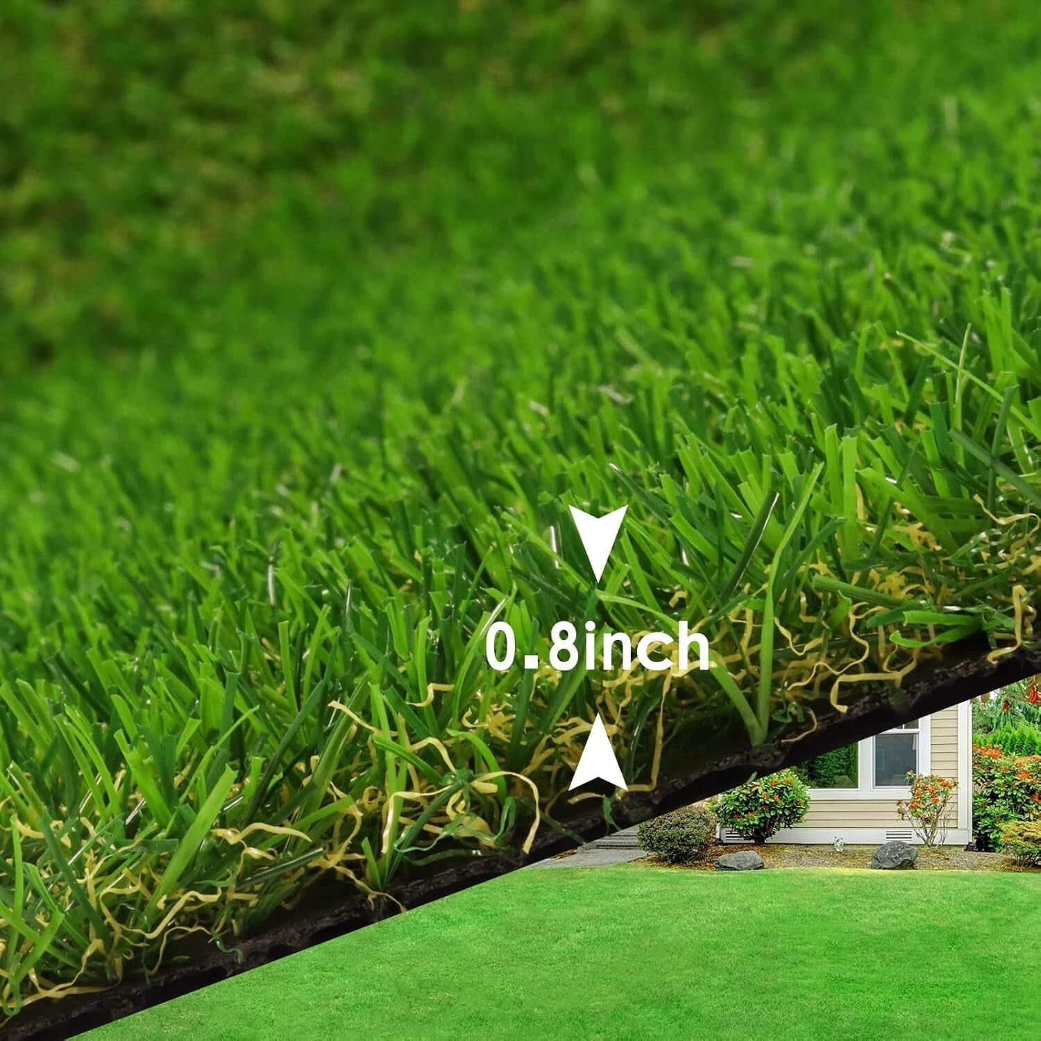 Realistic Artificial Grass Rug 4 FT x 6 FT Fake Faux Turf Grass, ZGR 0.8" Indoor