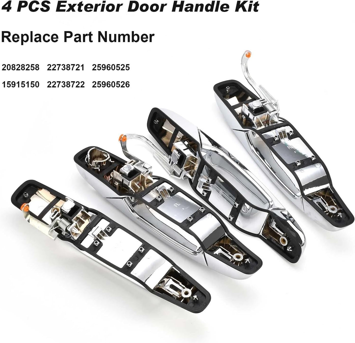 Nakuuly Exterior Chrome Door Handle 4 PCS Front Rear Driver & Passenger Compatib