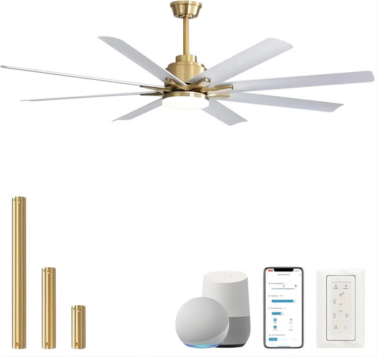 Sofucor 66 inch Ceiling Fans with Lights and Remote Control, Modern Smart Indoor